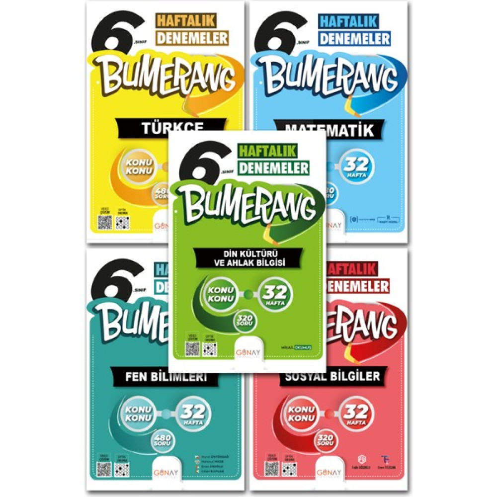 KS Kitap Satıcısı 6. Sınıf Tüm Dersler Bumerang Haftalık Denemeler 6 Kitap Günay Yayınları Kaynak Kitapları Fiyatı