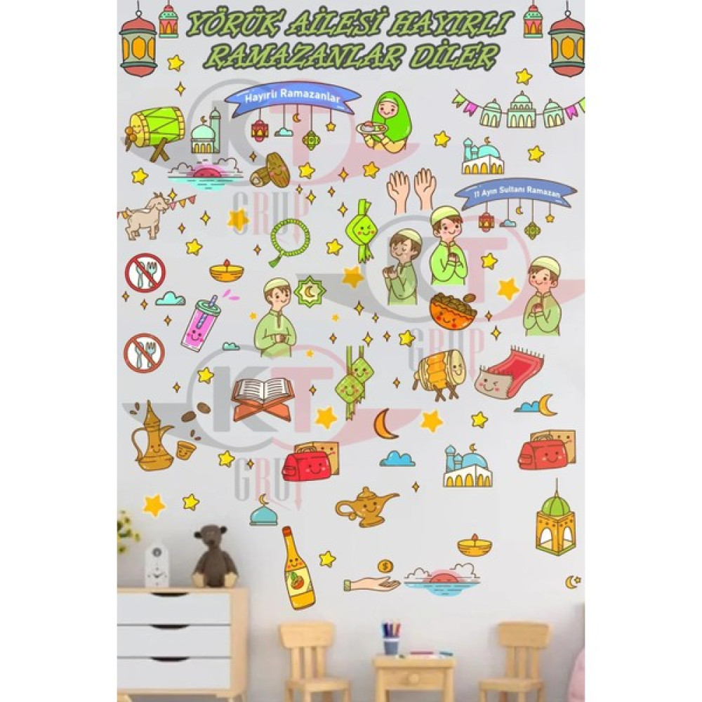 Kt Grup Hoşgeldin Ramazan Kişiye Özel 120 Parça Cam Duvar Kapı Sticker Seti - 40 x 120 cm - Renkli Duvar Stickerı Fiyatı