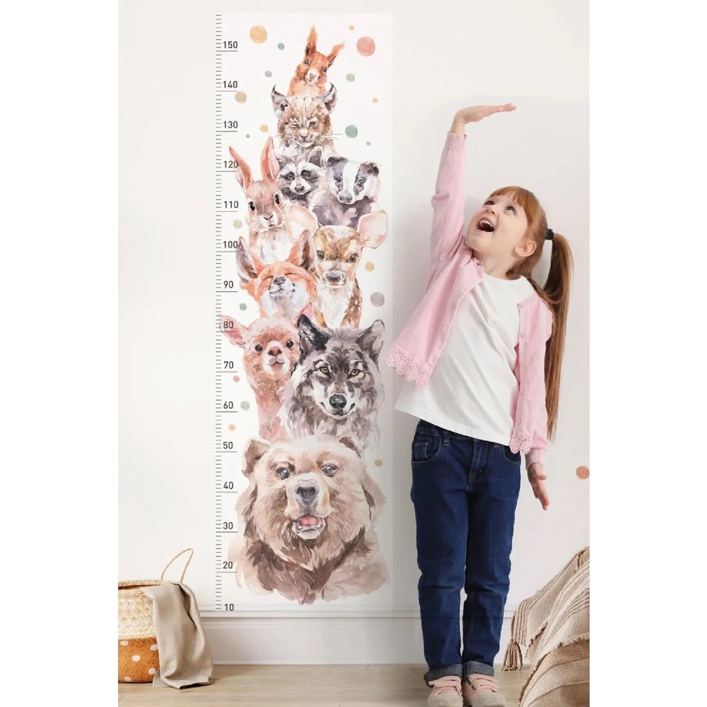 Kt Grup Pastel Hayvanlar Gelişim Tablosu Boy Ölçer Çocuk Odası Duvar Sticker - 40 x 160 cm - Renkli Kanvas Tablo Fiyatı