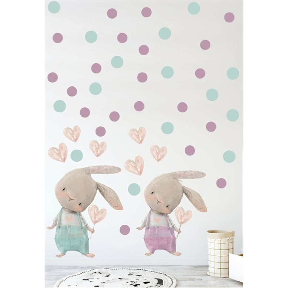 Kt Grup Sevimli Kalpli Tavşan Pembe & Mavi Tulumlu Duvar Sticker Seti Duvar Stickerı Fiyatı