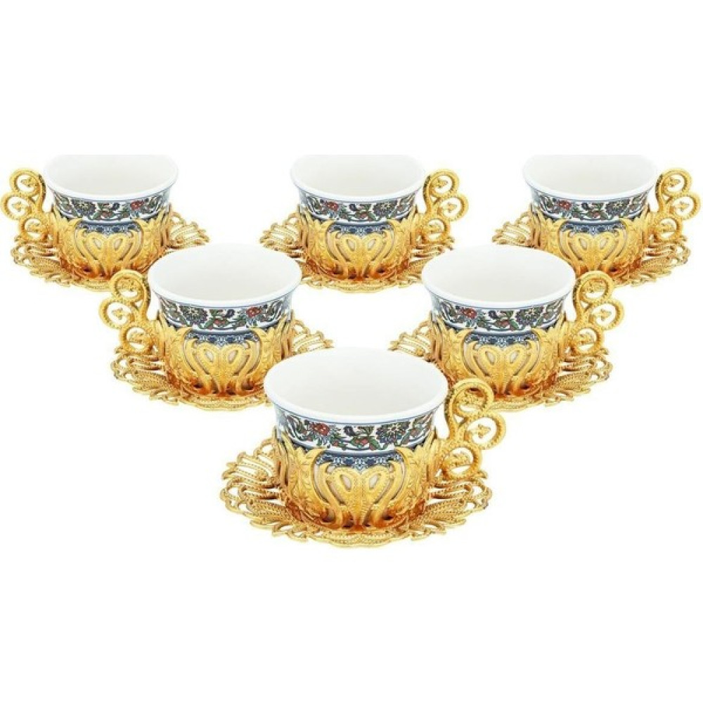 KT Home Türk Kahvesi Sunum Seti Metal Kahve Fincan Takımı Kahve Fincanı Kahvesi Espresso Fincanı Topkapı - Gold Fincan / Bardak / Kahve Takımı Fiyatı
