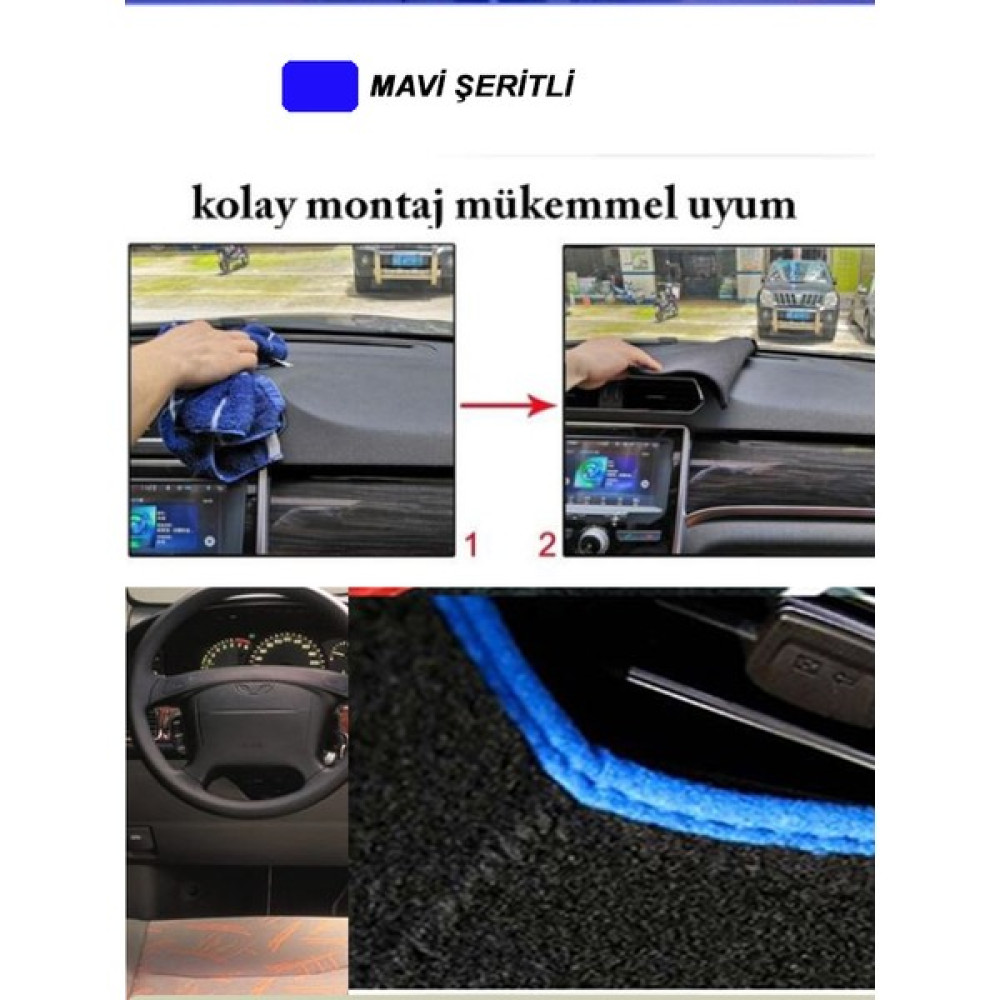 KT Store Fıat Egea-Cross Tablet Ekran (2019-2022) 3D Torpido Panel Koruyucu Kılıf - Mavi Şerit - Siyah Torpido Aksesuarları & Bakımı Fiyatı