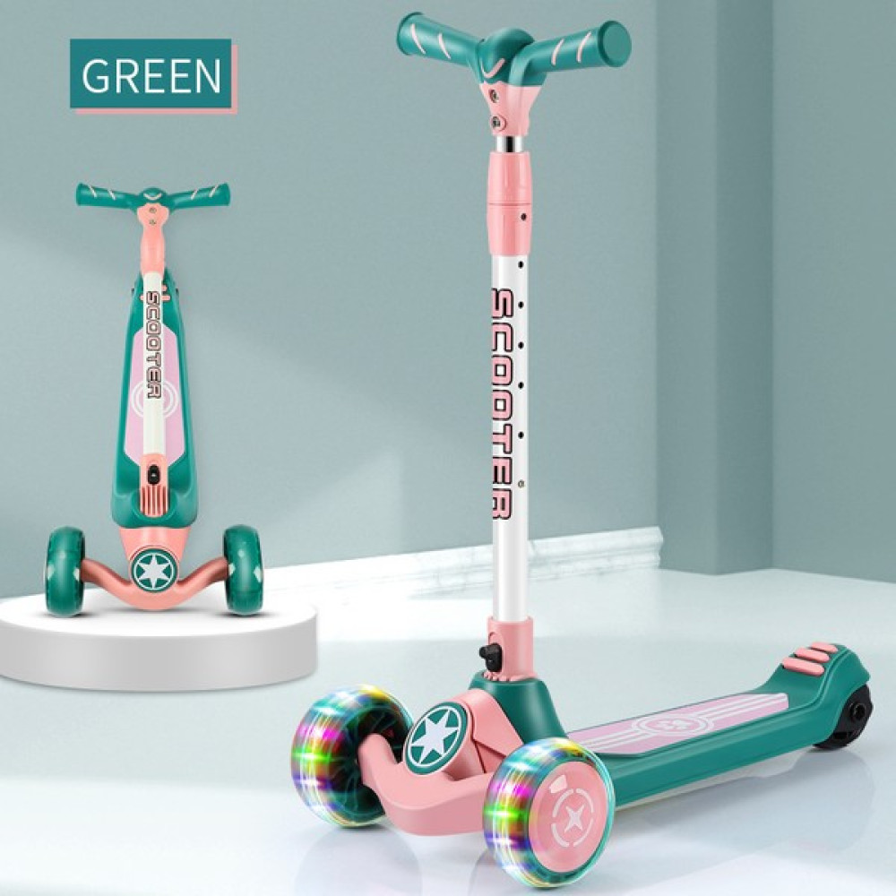 KTGQ Çocuk Tek Bacaklı Bebek Üç Tekerlekli Katlanır Scooter (Yurt Dışından) - Yeşil Açık Hava, Deniz ve Spor Oyuncakları Fiyatı