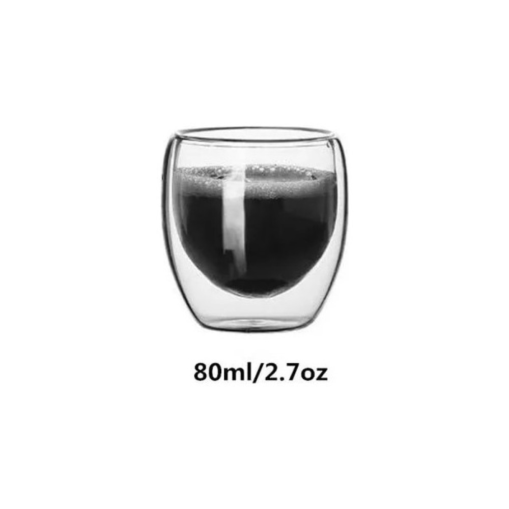 Kuadu Shop 80 ml Stil 2 Adet Çift Cidarlı Espresso Fincanı ml Kupa Kahve Fincanı Isıya Dayanıklı Şeffaf Cam Bardak Su Bardağı Süt Bardağı (Yurt Dış... Çay / Çaydanlık Setleri Fiyatı