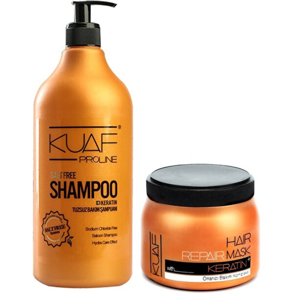 Kuaf Saç Bakım Seti Keratin Tuzsuz Şampuan 1 L + Keratin Saç Maskesi 500 ml Saç Bakım Maskeleri & Serumlar & Spreyler Fiyatı