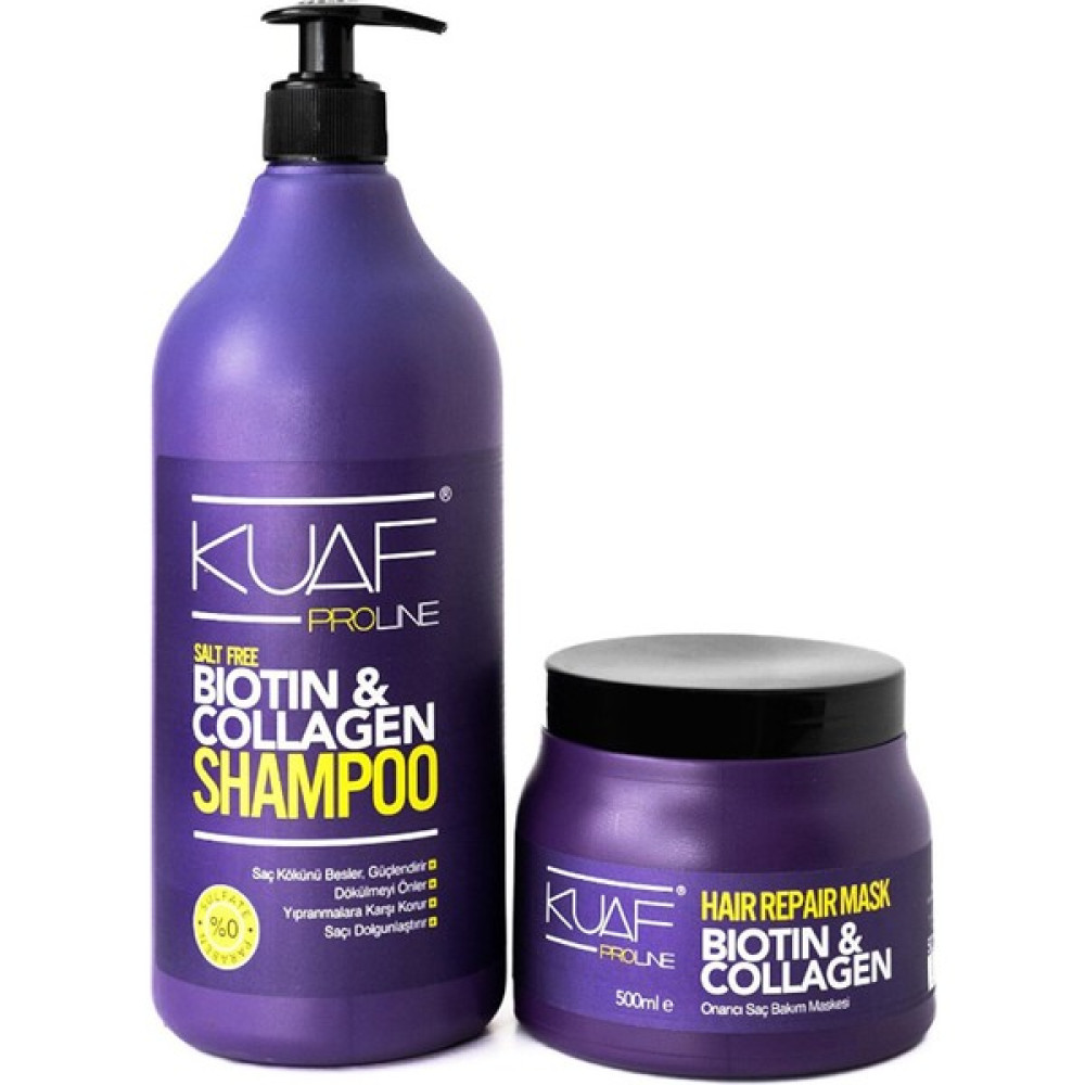 Kuaf Sülfatsız Dolgunlaştırıcı Biotin& Şampuan 1000 ml Biotin & Saç Bakım Maskesi 500 ml Şampuan ve Saç Kremi Fiyatı