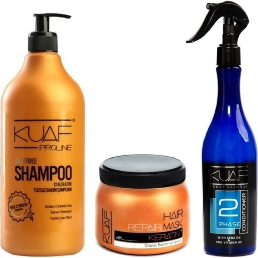 Kuaf Tuzsuz Keratin Şampuan 1000ML Keratin Saç Makesi 500ML Mavi Fön Suyu Keratin 400ML Saç Bakım Maskeleri & Serumlar & Spreyler Fiyatı