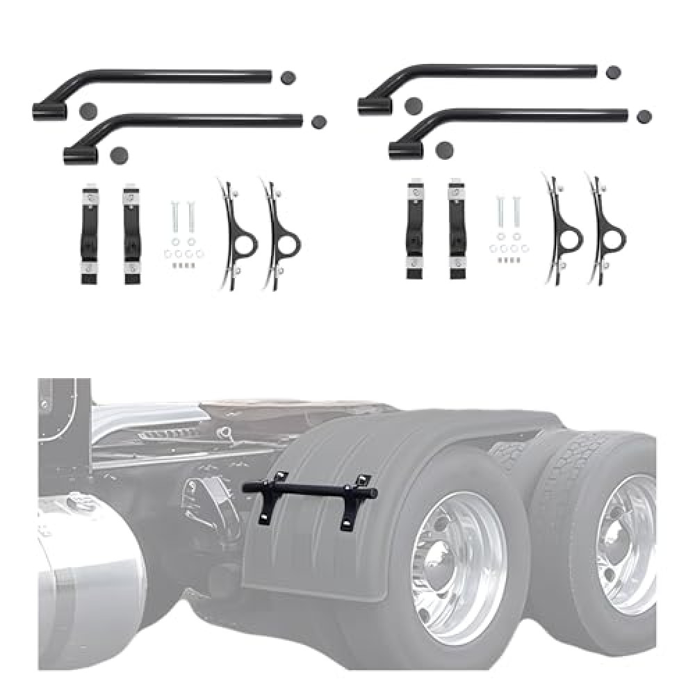 KUAFU Poly Fender Mounting Kit for Dump, Garbage, Work, Utility Trucks - 5" Offset, Powder Coated Black Steel Nylon, 2 Packs