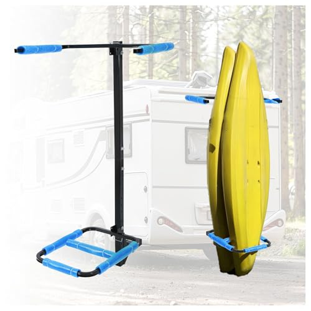 KUAFU RV Hitch Mount Kayak Rack Fits up to 12'' Kayaks Vertical Standing Kayak Carrier 2'' Hitch Receiver 150LBS for RV Truck SUV