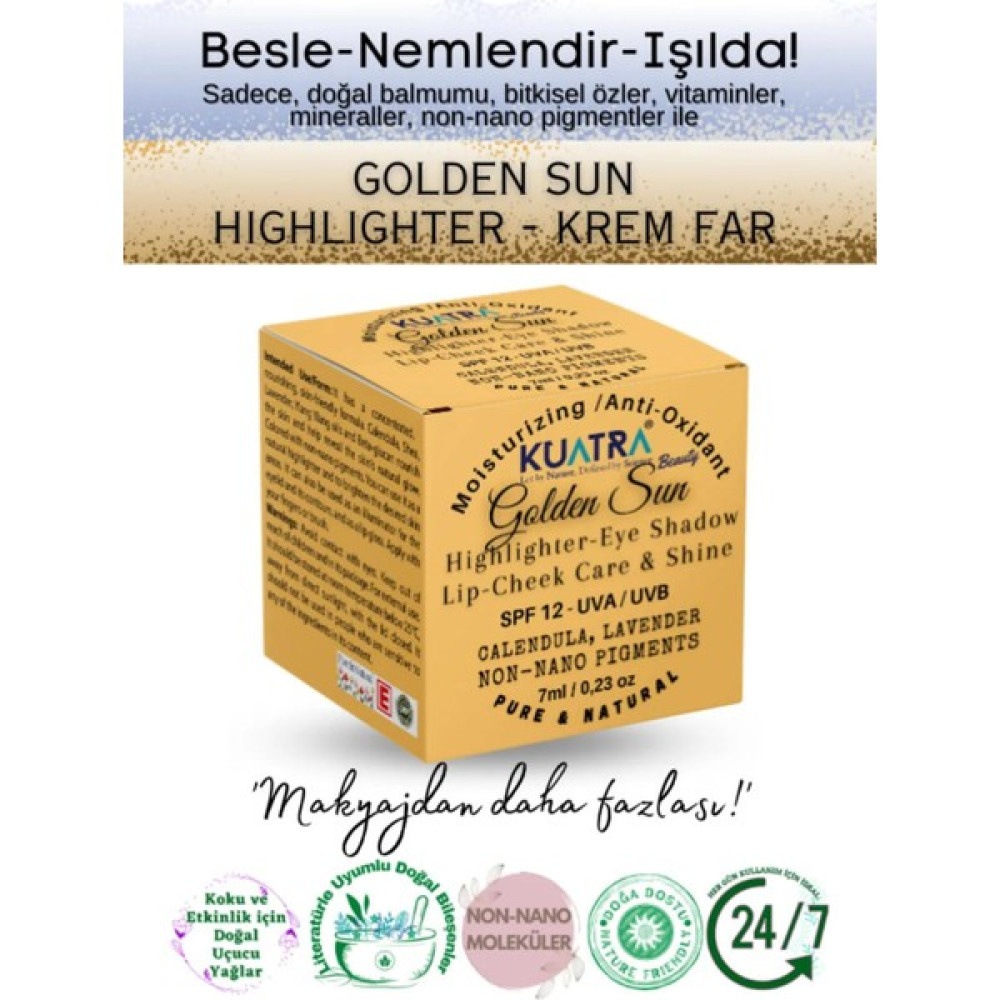 Kuatra Golden Sun Doğal Içerikli Nemlendirici Antioksidan Işıltı Veren Balm (Highlighter - Göz Farı- Aydınlatıcı) 7ml Rujlar & Dudak Parlatıcıları Fiyatı