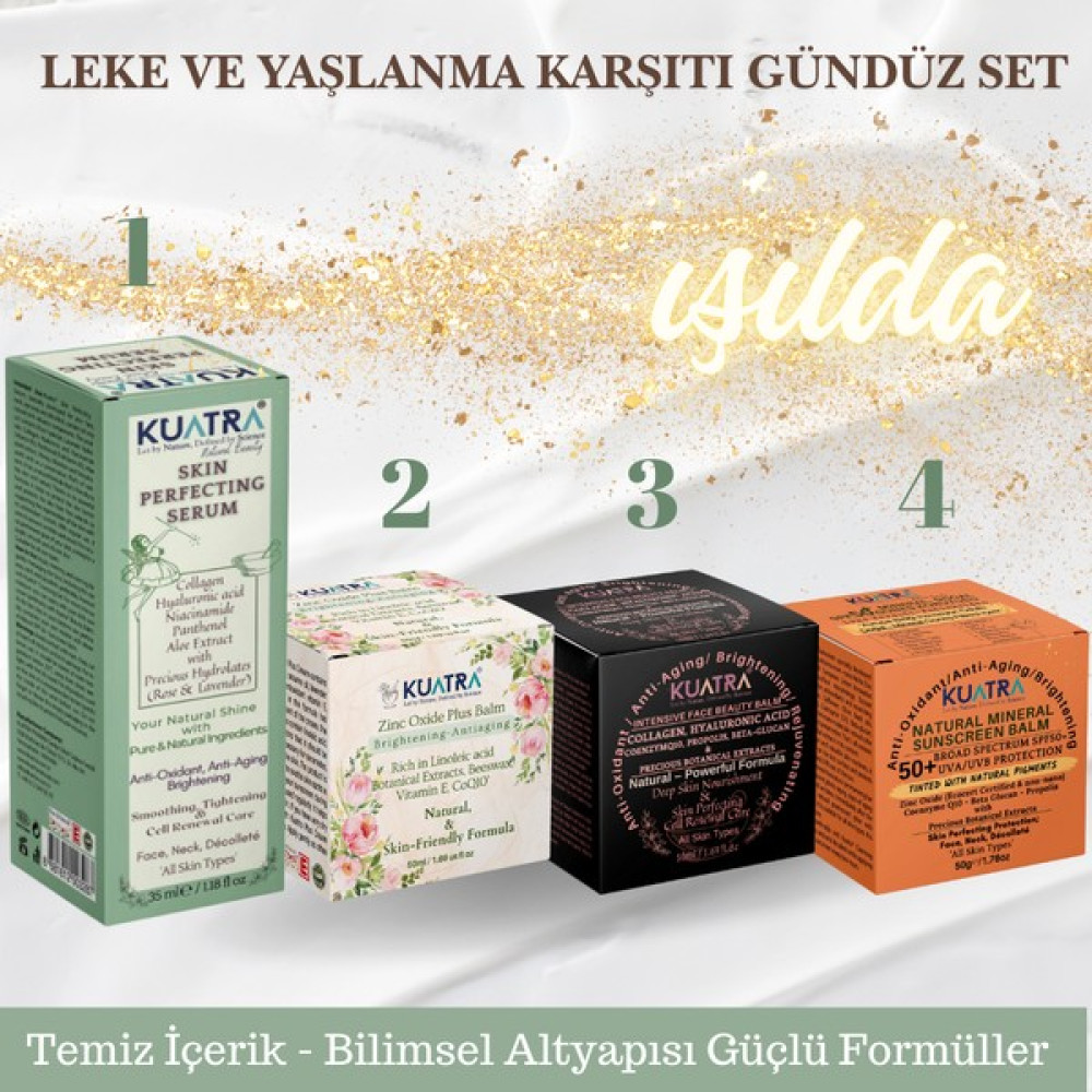 Kuatra Koyu Leke, Yaşlanma Karşıtı ve Yoğun Nem Gündüz Set Doğal Içerikli Krem ve Serum Cilt ve Yüz Bakımı Fiyatı
