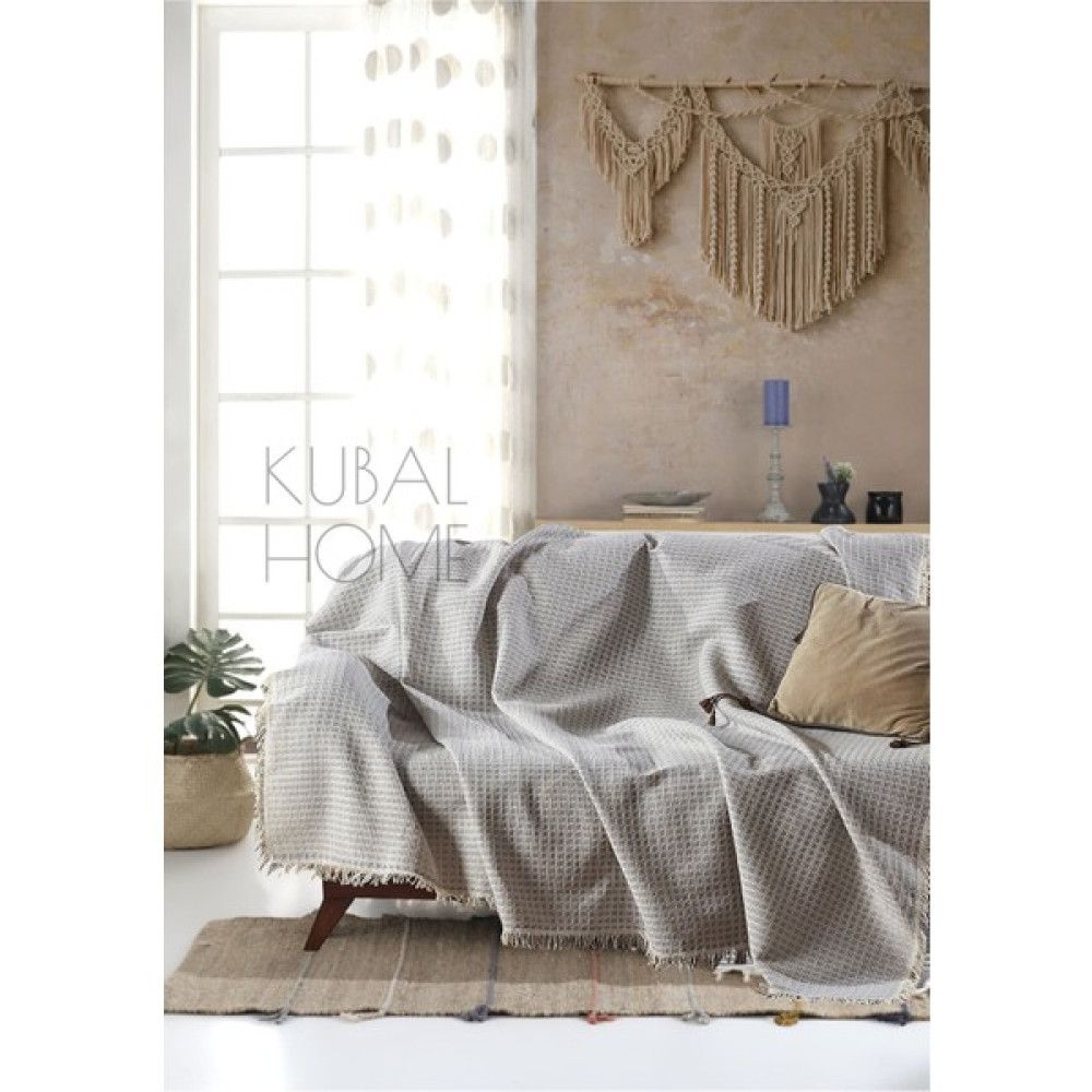 Kubal Home Gri Organik Pamuk Buldan Koltuk Örtüsü 170 x 220 cm Koltuk Kanepe Çekyat Berjer Örtüsü Şalı Koltuk & Kanepe Örtüsü Fiyatı