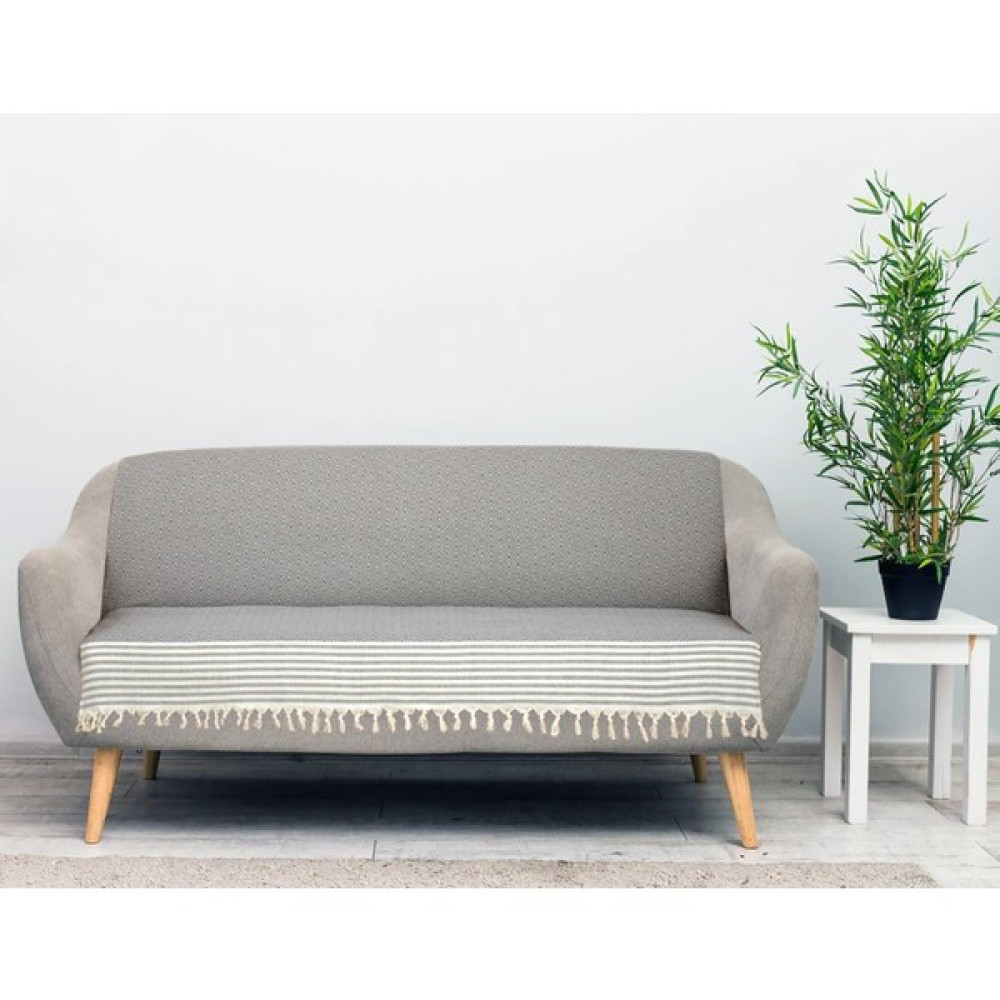Kubal Home Koyu Gri Koltuk Örtüsü Buldan Bezi Kara Tezgah Dokuma El Bağlama 180 x 220 Koltuk Şalı Kanepe Berjer Örtüsü - 170 x 220 cm Koltuk & Kanepe Örtüsü Fiyatı
