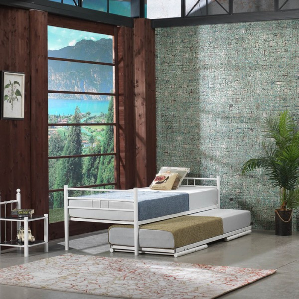 Kuban Life Kubanlife Ikiz Yavrulu Tek-Çift Kişilik Metal Karyola - Beyaz - 90 x 200 cm Karyola Fiyatı