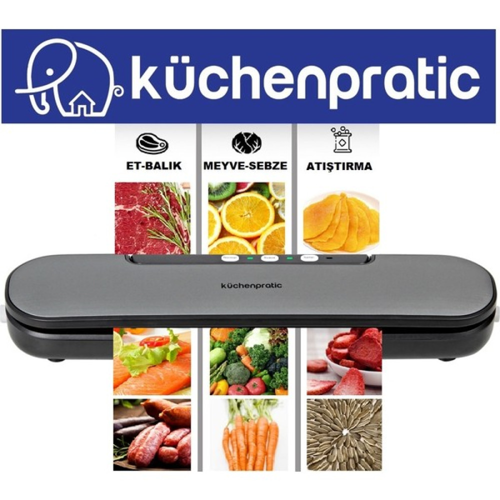 Küchen Pratic VS6910 Black Edition Ev Tipi Vakumlama ve Yapıştırma Makinesi + 10 Adet Vakum Poşeti Elektrikli Mutfak Aletleri Fiyatı