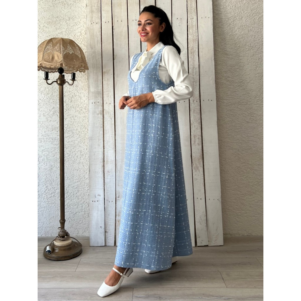 Küçüğüm Butik Bebe Mavisi Tüvit A-Kesim Jile Elbise Elbise Fiyatı