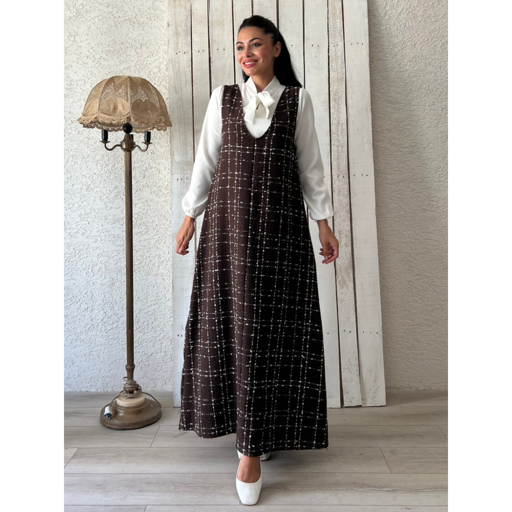 Küçüğüm Butik Kahverengi Tüvit A-Kesim Jile Elbise Elbise Fiyatı