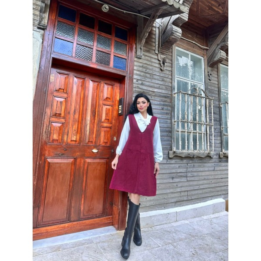Küçüğüm Butik Kısa Kaşe Kışlık V Yaka Jile Elbise Elbise Fiyatı