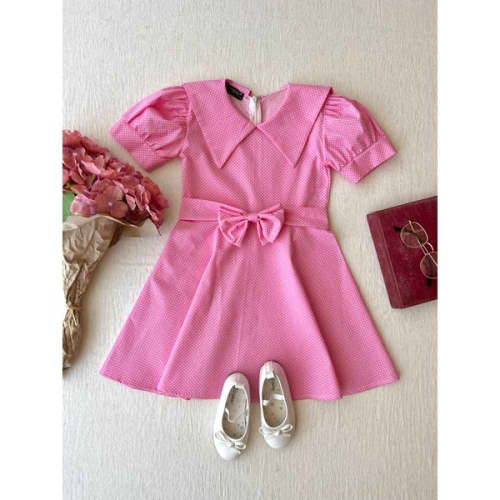 Küçüğüm Butik Pembe Puantiyeli Yakalı Kız Çocuk Poplin Elbise Kız Çocuk Elbise Fiyatı