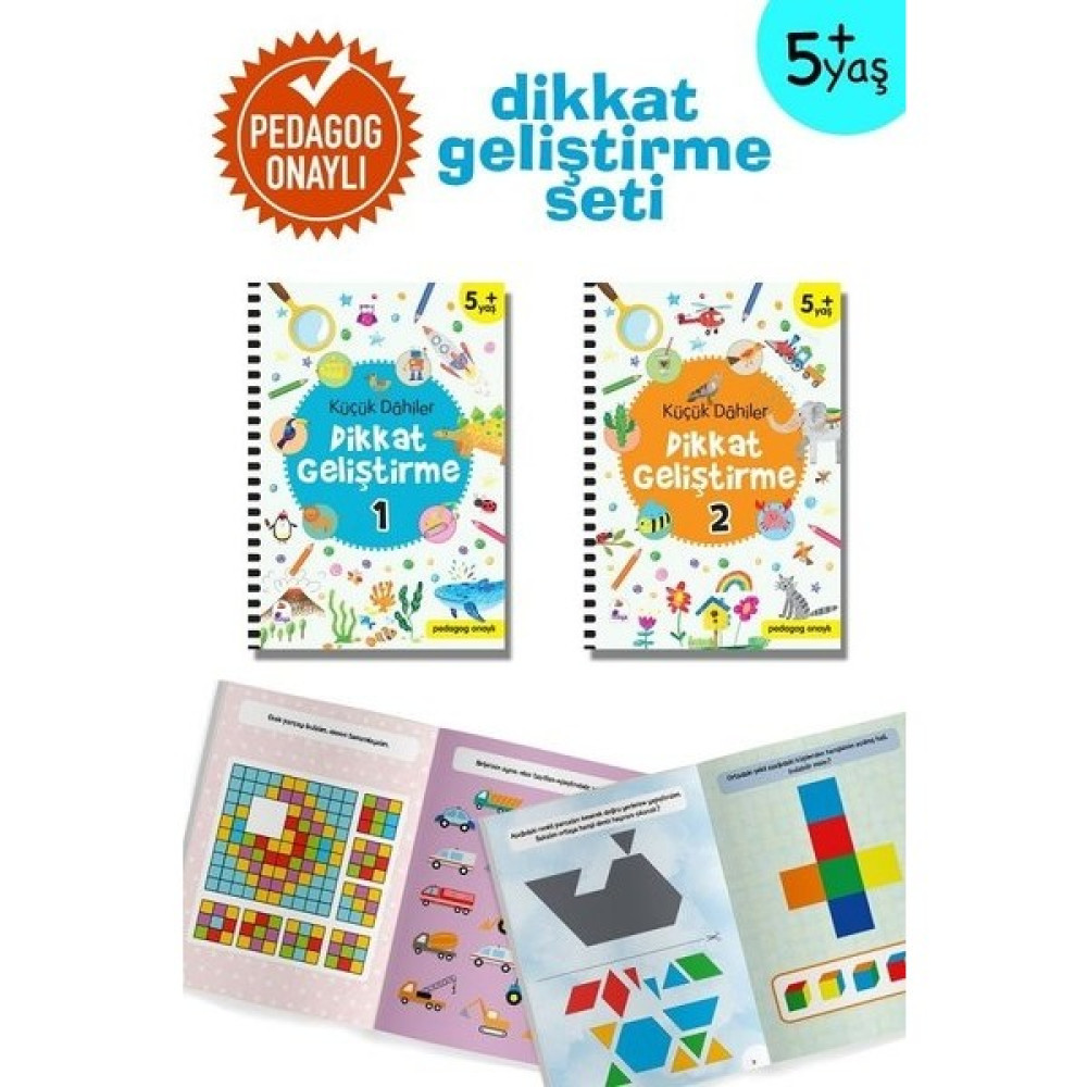 Küçük Dahiler Dikkat Geliştirme Seti - 5+ Yaş-2 Kitap Takım Zihinsel Gelişim Kitapları Fiyatı