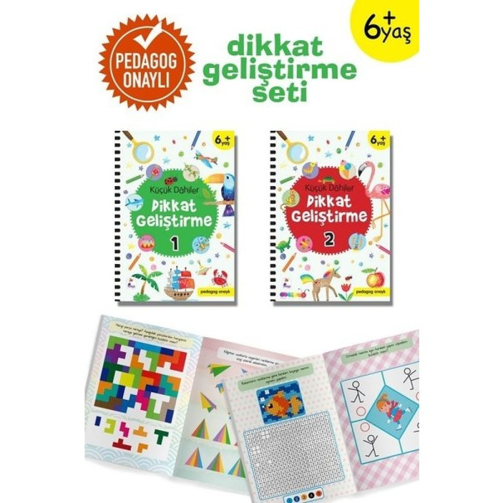 Küçük Dahiler Dikkat Geliştirme Seti - 6+ Yaş-2 Kitap Takım - Zihinsel Gelişim Kitapları Fiyatı