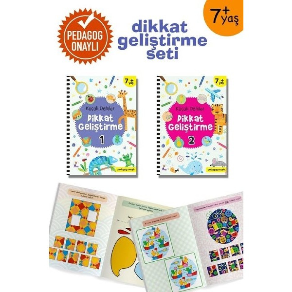 Küçük Dahiler Dikkat Geliştirme Seti - 7+ Yaş - 2 Kitap Takım Zihinsel Gelişim Kitapları Fiyatı