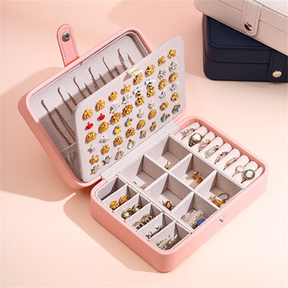 Küçük Takı Kutusu Organizatör Taşınabilir Deri Takı Saklama Çantası Tuvalet Masası Ofis Masası (Yurt Dışından) - 16*11*5cm - Pembe Eşya Saklama Kutusu Fiyatı