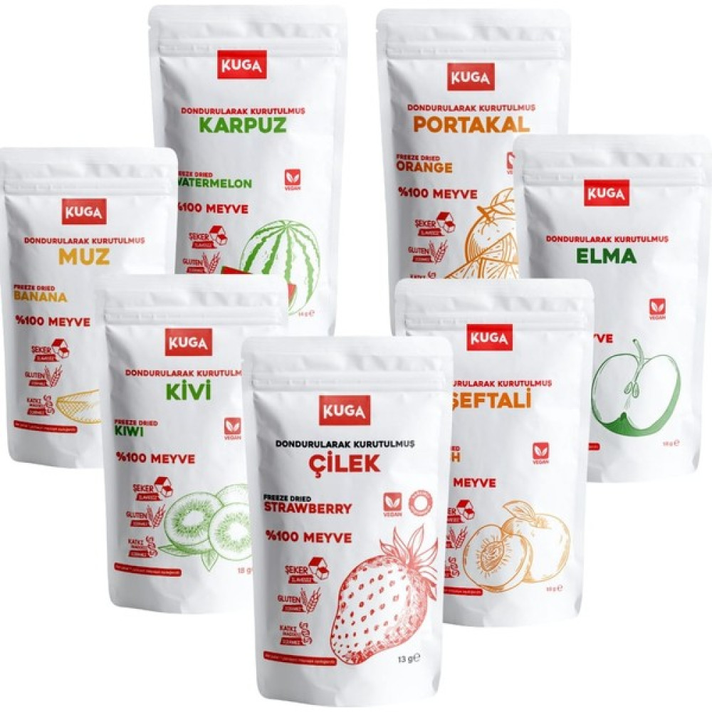 Kuga Freeze Dried Fruits-Dondurularak Kurutulmuş Meyveler-(Çilek-Elma-Karpuz-Şeftal-Muz-Portakal-Kivii) Oto Boyaları Fiyatı