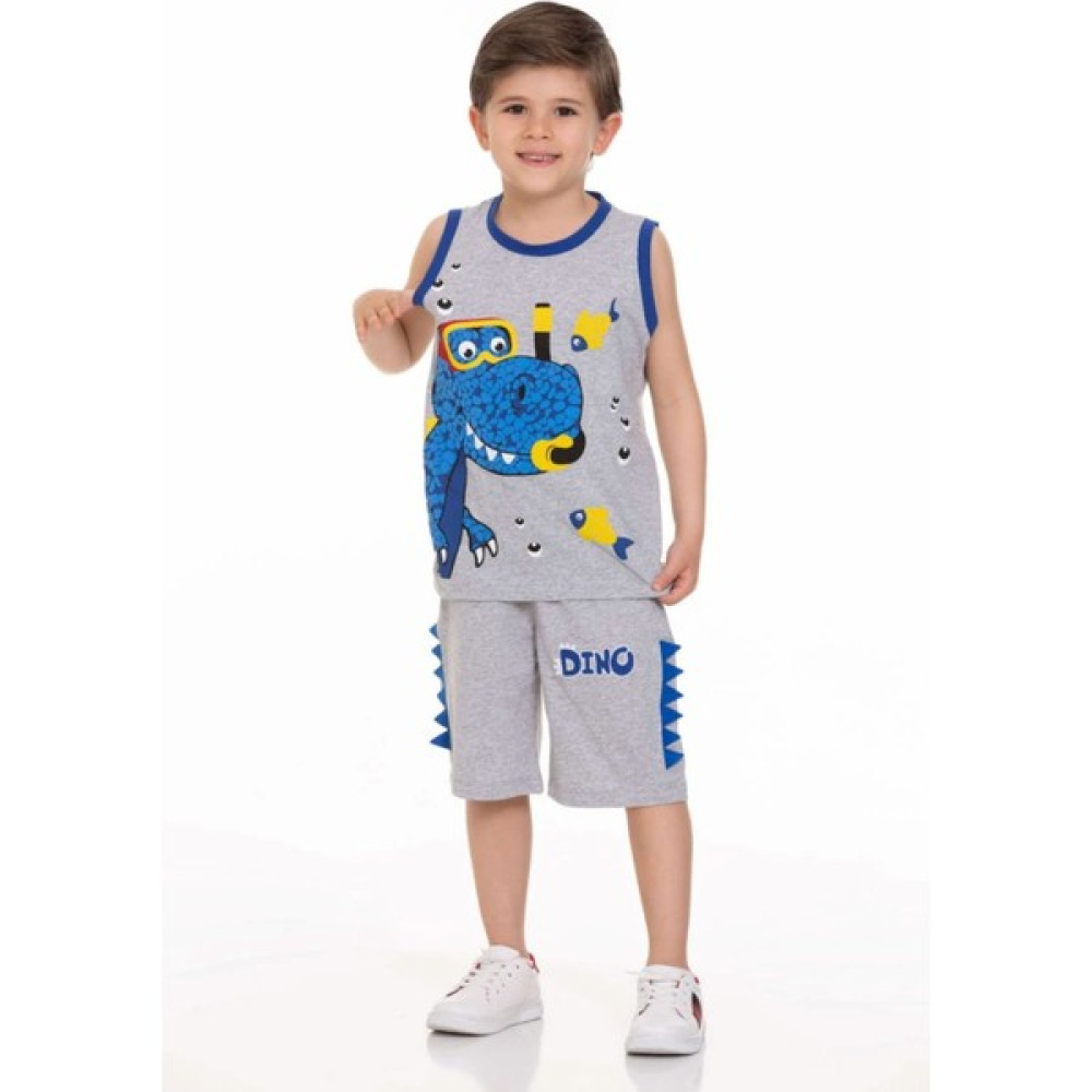 Kugu Kids Balık Desen Sıfır Kol Şort Takım Erkek Çocuk Giyim Takımı Fiyatı