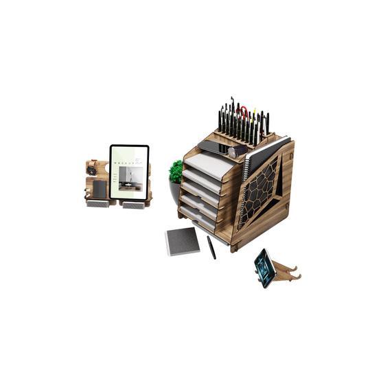 Kuk Design 7 Renk VoronoiXL Hediyelik Evrak Rafı Ofis Masaüstü Organizer Düzenleyici 3'lü Set