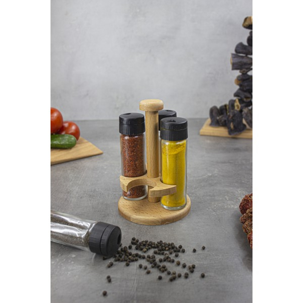 Kukiwood Ginger Ahşap Stantlı Yuvarlak Baharatlık Seti 4'lü Baharat Setleri & Baharatlıklar Fiyatı