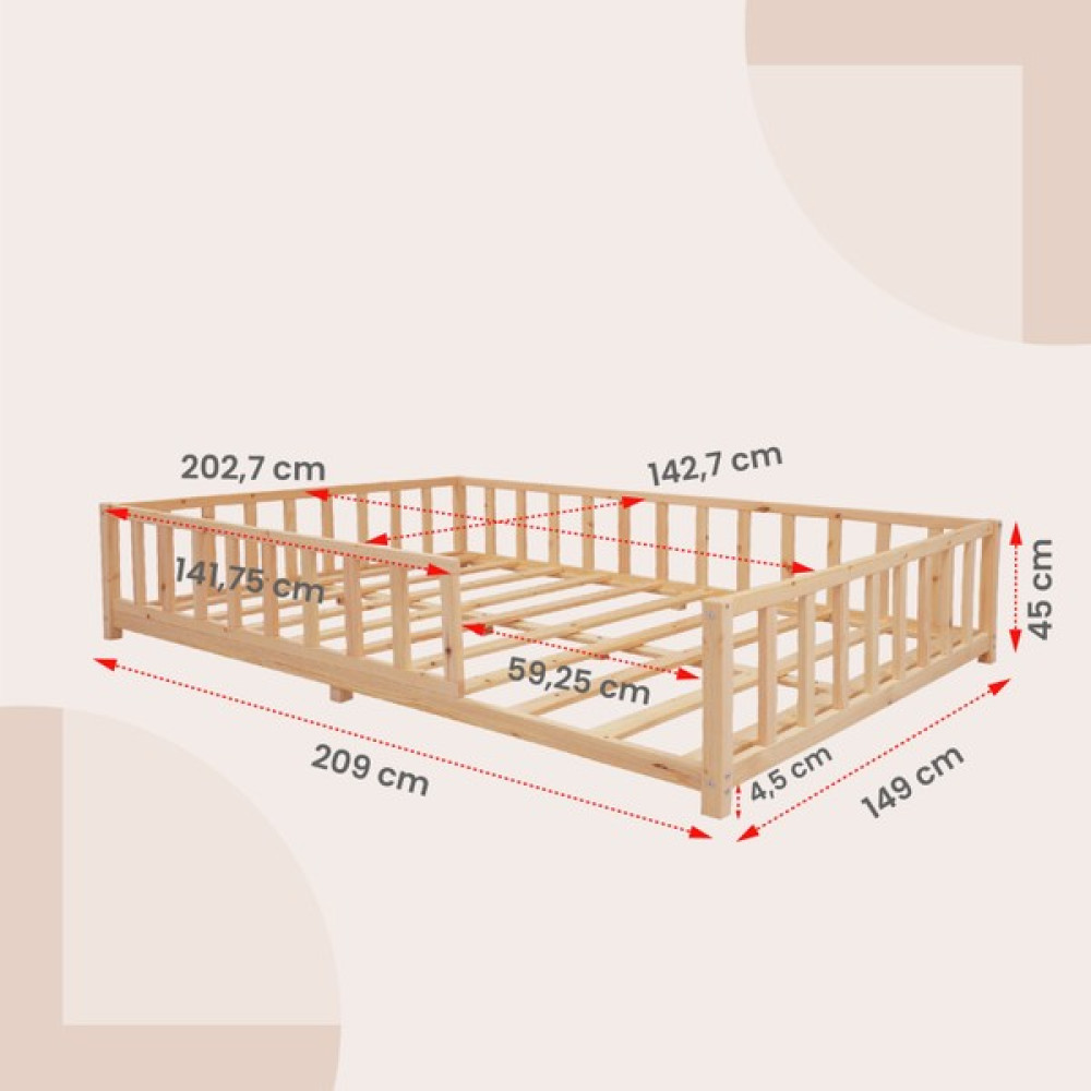 Kukka KFB640 Montessori Yer Yatağı 140X200 cm Ahşap Çocuk Yatağı - 140 x 200 cm Karyola Fiyatı