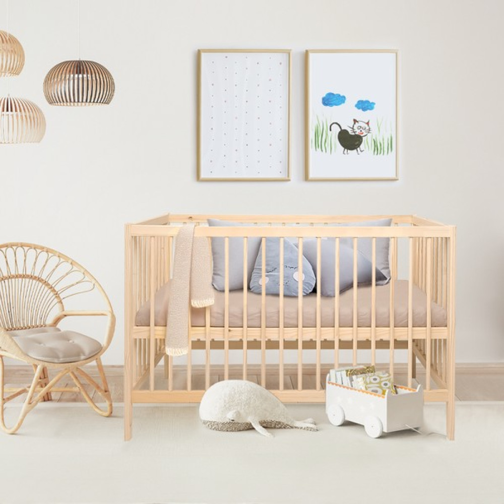 Kukka NTR410V Doğal Ahşap 2-Kademeli Beşik 60X120 cm -Vernikli Beşik Fiyatı