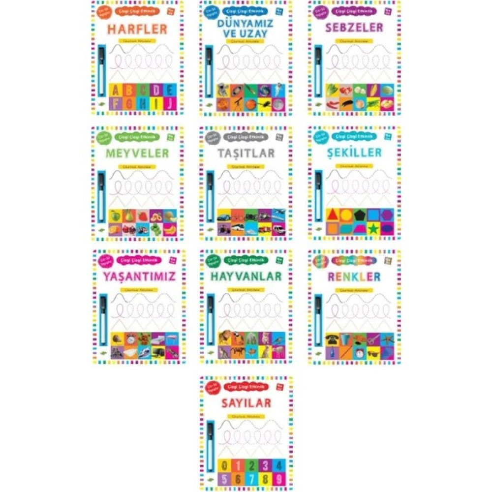 Kukla Çizgi Çizgi Etkinlik Çıkartmalı Aktiviteler Seti 10 Kitap Okul Öncesi Eğitici & Öğretici Kitaplar Fiyatı