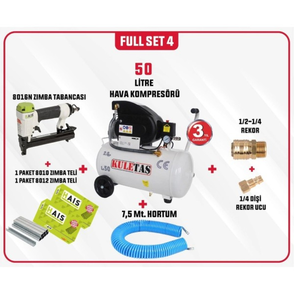 Kuletaş Full Set 4 Kuletaş 50 Litre Hava Kompresörü Hava Kompresörü Fiyatı