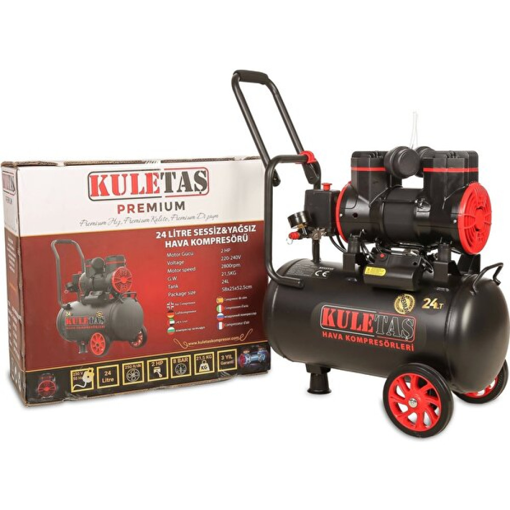 Kuletaş Premium 24 Litre Sessiz Yağsız Hava Kompresörü 2 Hp (Italyan Tasarım) Hava Kompresörü Fiyatı