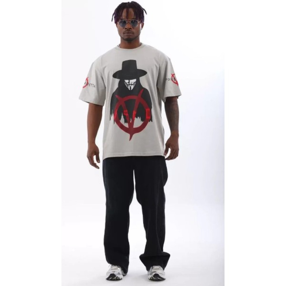 Kulım's Unisex Oversize Baskılı Bisiklet Yaka T-Shirt - Gri Erkek T-shirt Fiyatı