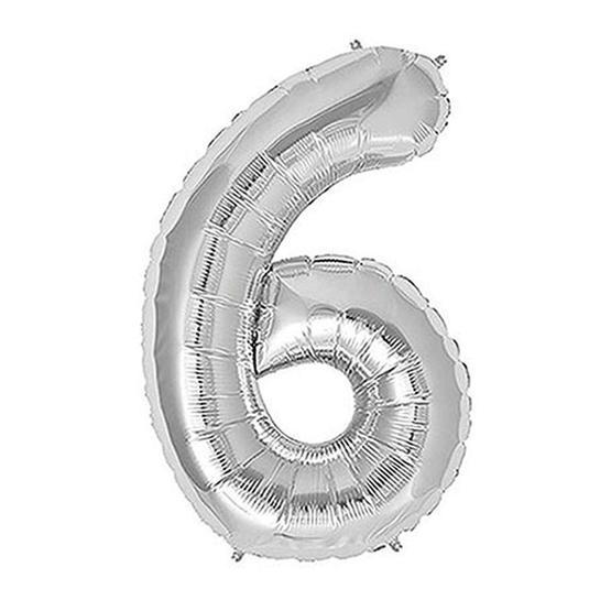 KullanAtMarket 6 Rakam Gümüş 40 cm Folyo Balon