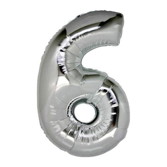 KullanAtMarket 6 Rakam Gümüş 40 cm Folyo Balon