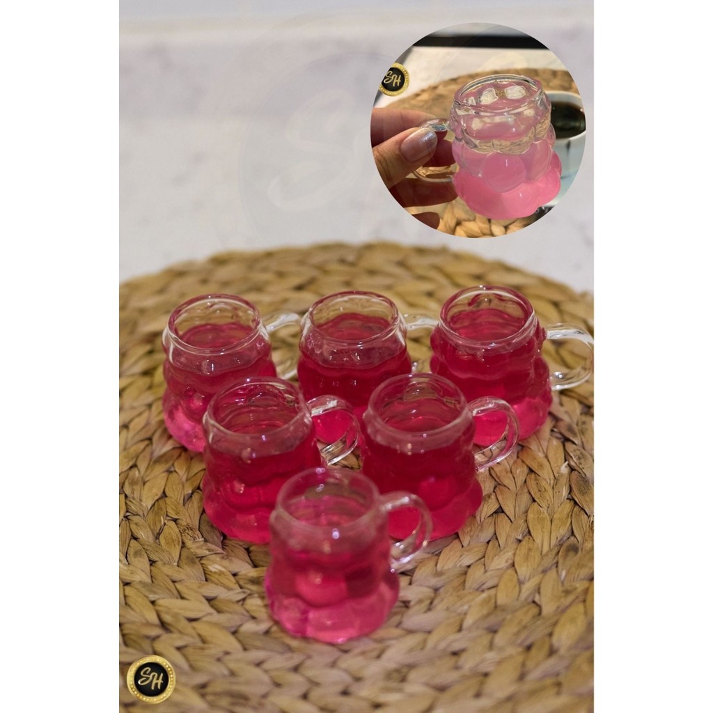 Kulplu Boncuk Kahve Yanı Bardak Mini Kulplu Üzüm Bardak Sunum Bardağı 75 ml 6'lı - 6 Adet Fincan / Bardak / Kahve Takımı Fiyatı