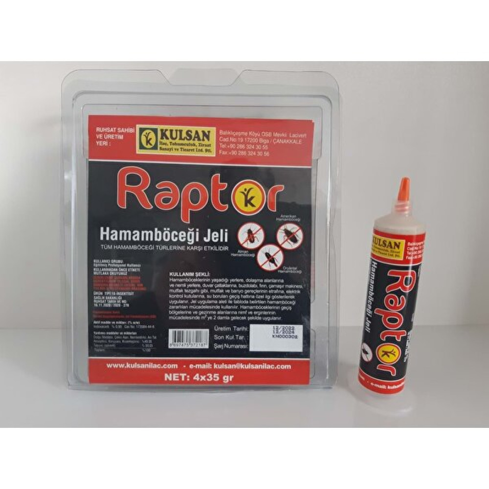 Kulsan Raptor 35 gr Hamamböceği Kalorifer Böceği Jeli Sinek-Kene-Haşere Kovucu Fiyatı