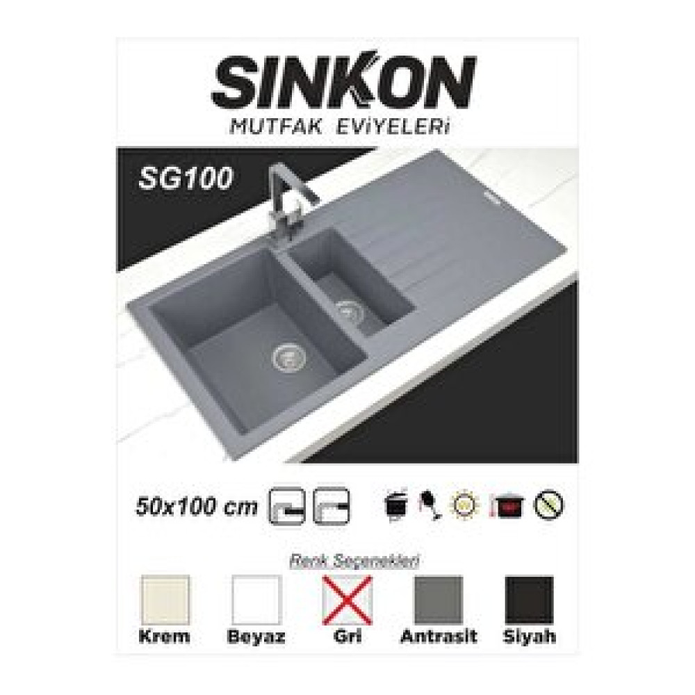 Kulvaravm Si̇nkon Gri Granit Evye 50x100 / 1,5 Göz - Sg100 - Sinkon Vitrifiye Fiyatı