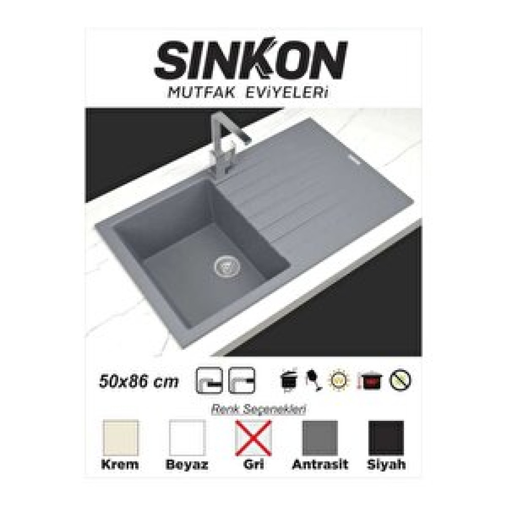 Kulvaravm Si̇nkon Gri Granit Evye 50x86 - Sg86 - Sinkon Vitrifiye Fiyatı