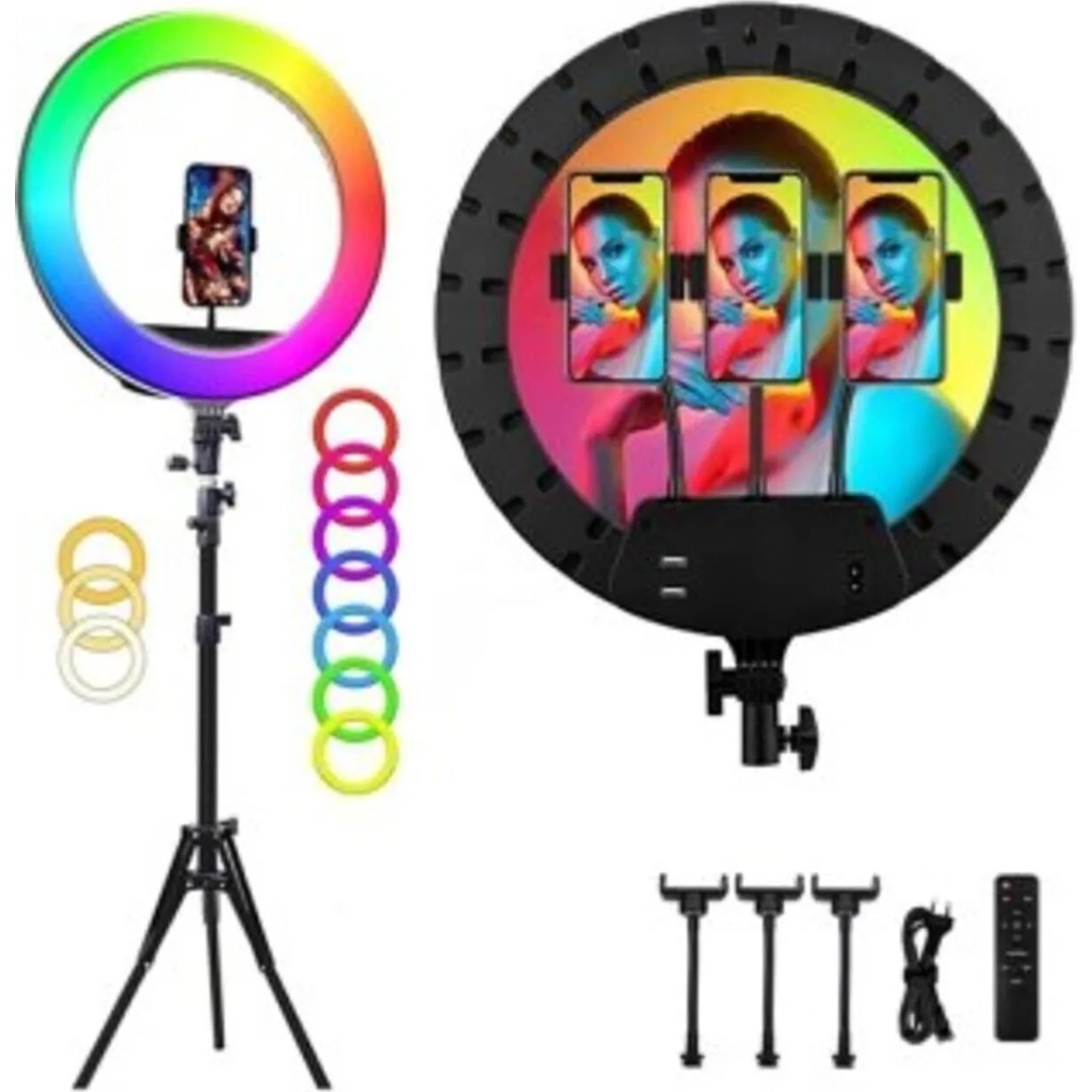 Kumandalı, 21 Inç Rgb Renkli Işık 210 cm Tripod Tiktok, Makyaj, Youtuber Ring Light TV Aksesuarları Fiyatı