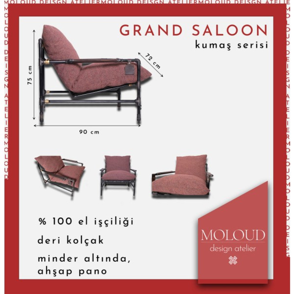 Kumaş Minderli Demir Boru Tekli Koltuk (GRAND SALOON SERİSİ) Tekli Koltuk & Berjer Fiyatı