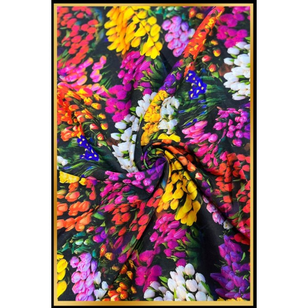 Kumaşını Seç Moss Krep Çicek Desenli Baskılı Kumaş (Mt) - Karışık-Çok Renkli - 1 m - 150 cm Kumaşlar Fiyatı