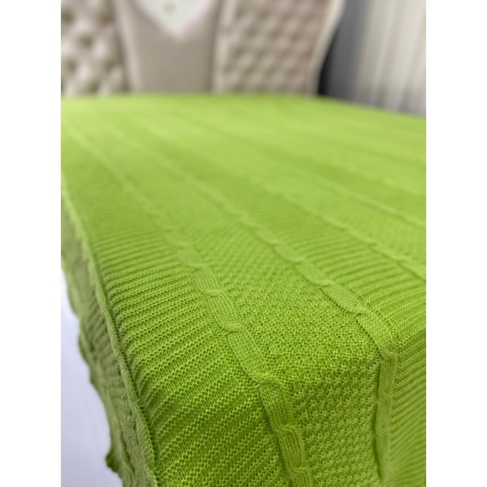 Kumru Çeyiz Çift Kişilik Örgü Triko Battaniye Pamumlu Akrilik Yatak Örtüsü 240 x 260 cm - Yeşil Battaniye Fiyatı