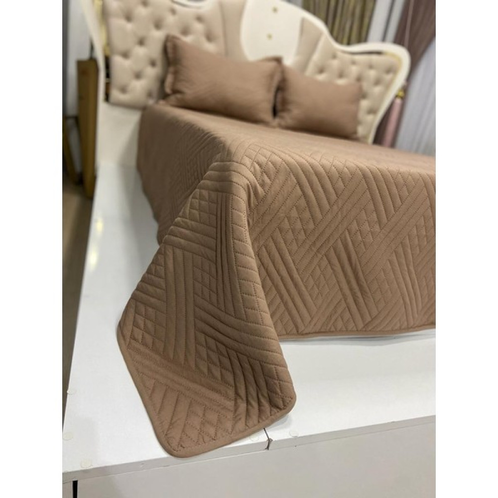 Kumru Çeyiz Kapitöne Yatak Örtüsü Pamuksu Pike Takımı Çift Kişilik 240X260 - Sütlü Kahve Pike & Pike Takımı Fiyatı