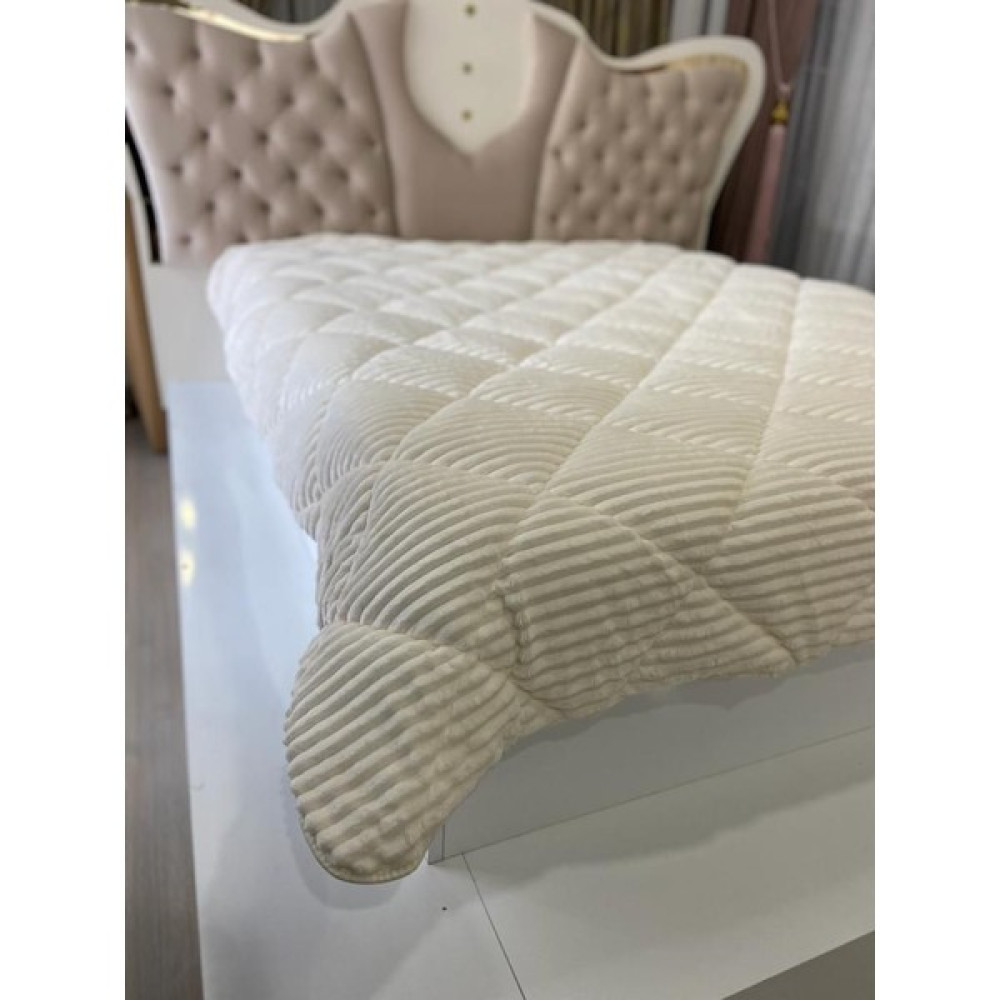 Kumru Çeyiz Pamuk Polyester Peluş Çift Taraflı Yorgan Tek Kişilik 155X215 - 1014 Krem - 155 x 215 cm Yorgan Fiyatı