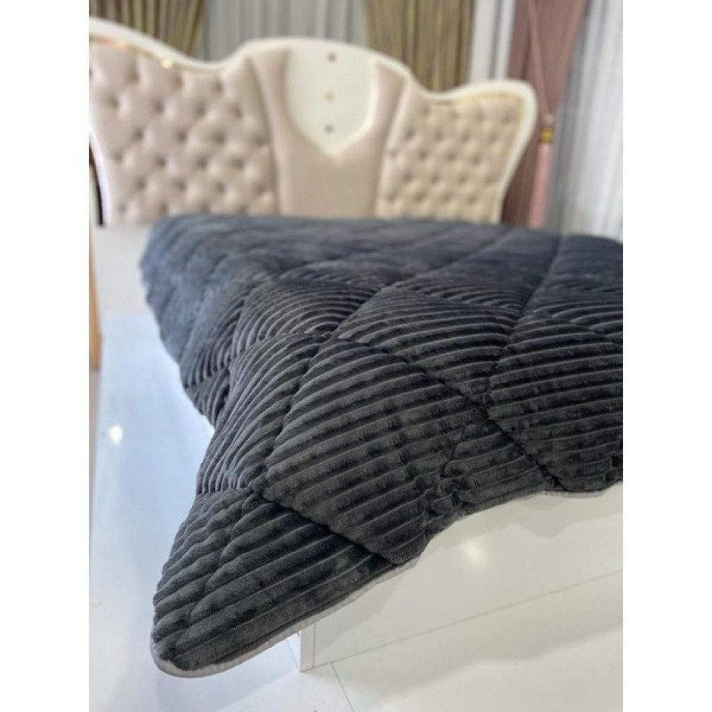 Kumru Çeyiz Pamuk Polyester Peluş Çift Taraflı Yorgan Tek Kişilik 155X215 - 1229 Antrasit - 155 x 215 cm Yorgan Fiyatı